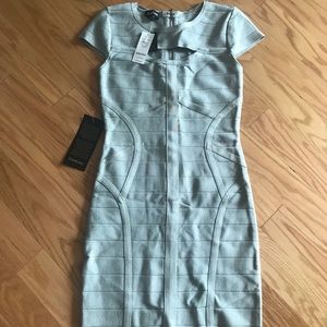 Bebe “Magnolia Frost” short sleeve bandage dress
